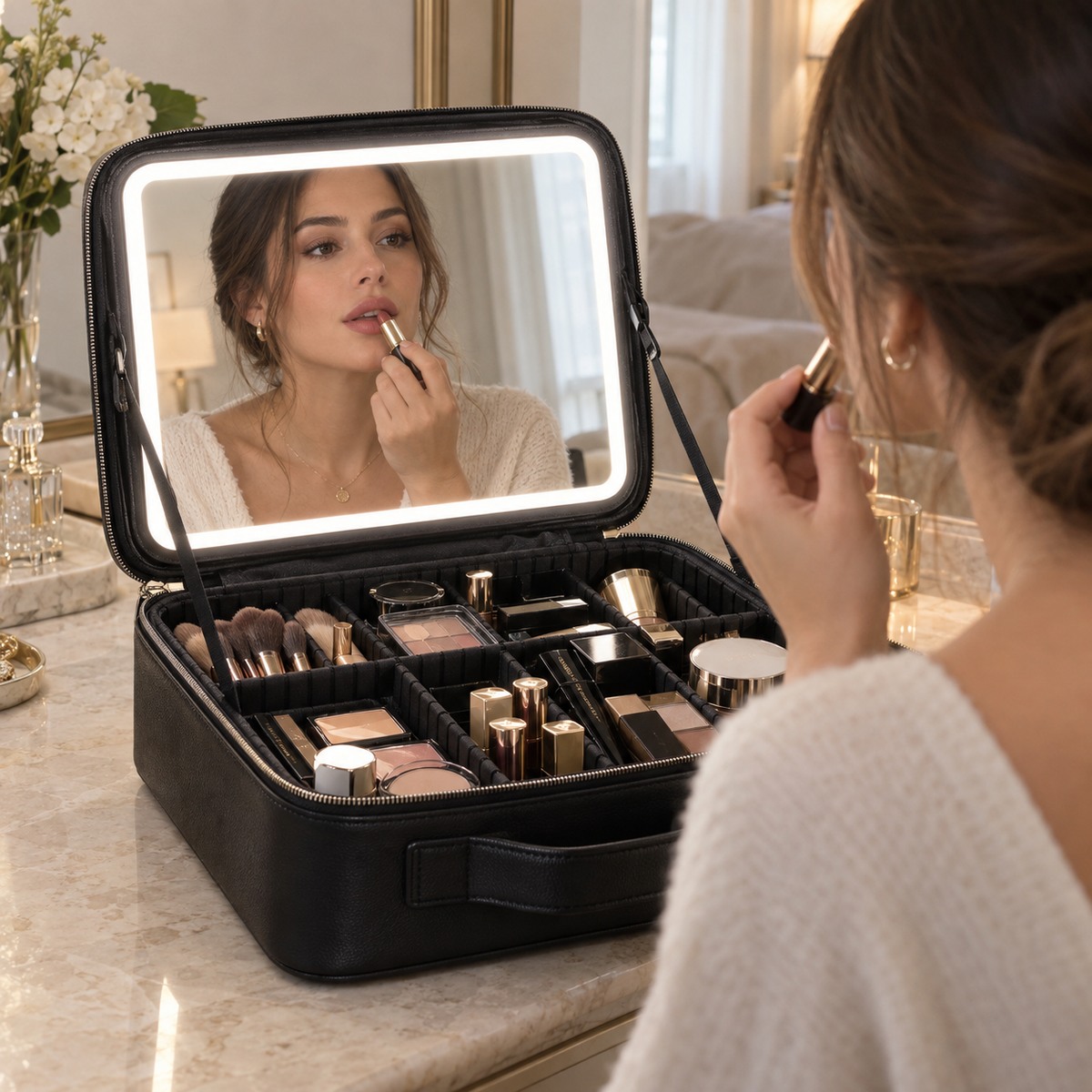 Aurelia GlowVoyage — LED Makeup Case with Lighted Mirror
