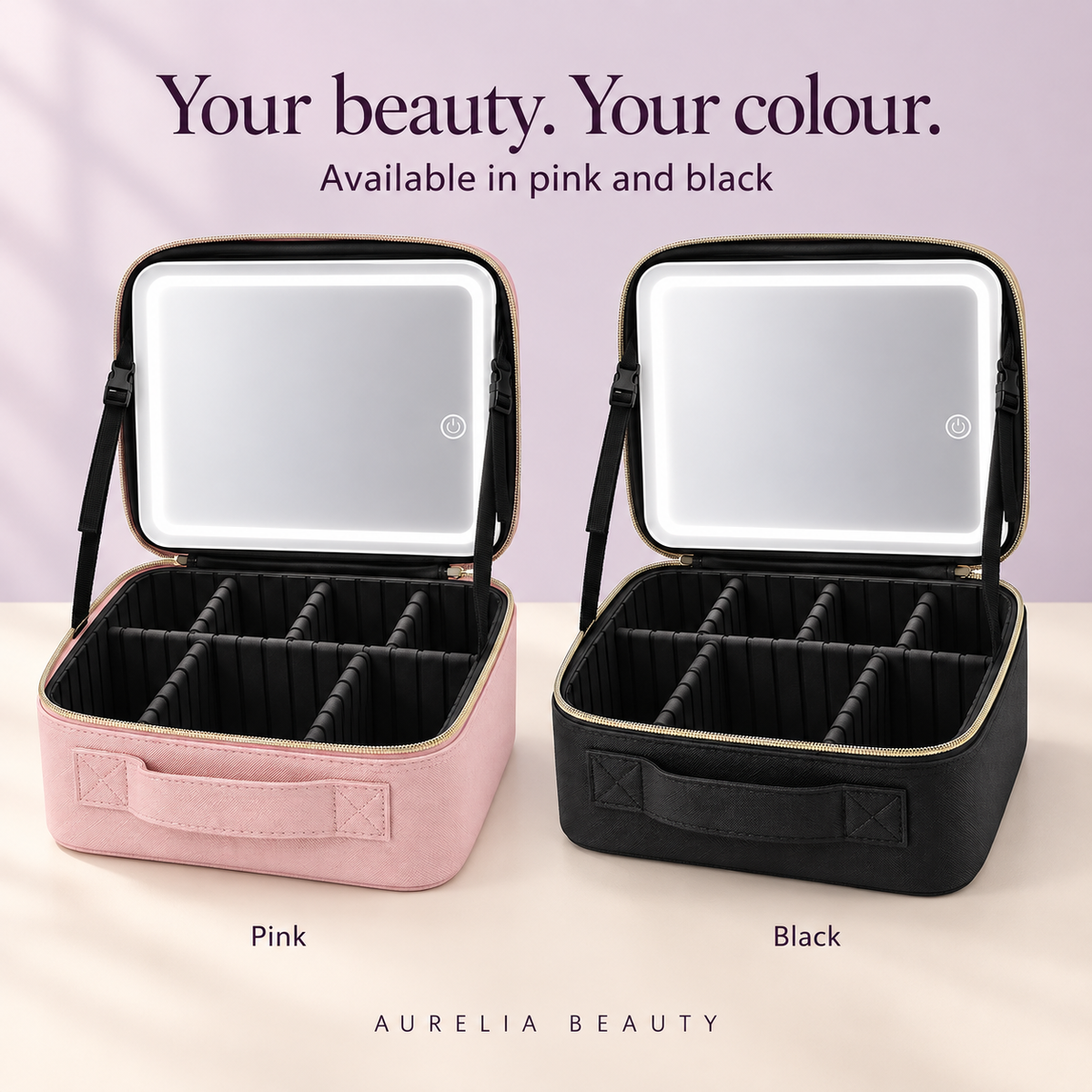 Aurelia GlowVoyage — LED Makeup Case with Lighted Mirror