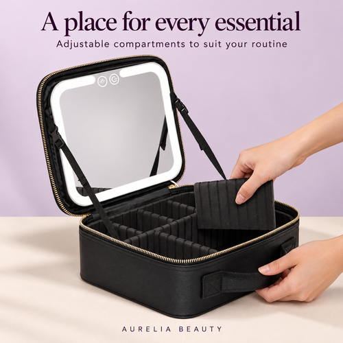 Aurelia GlowVoyage — LED Makeup Case with Lighted Mirror
