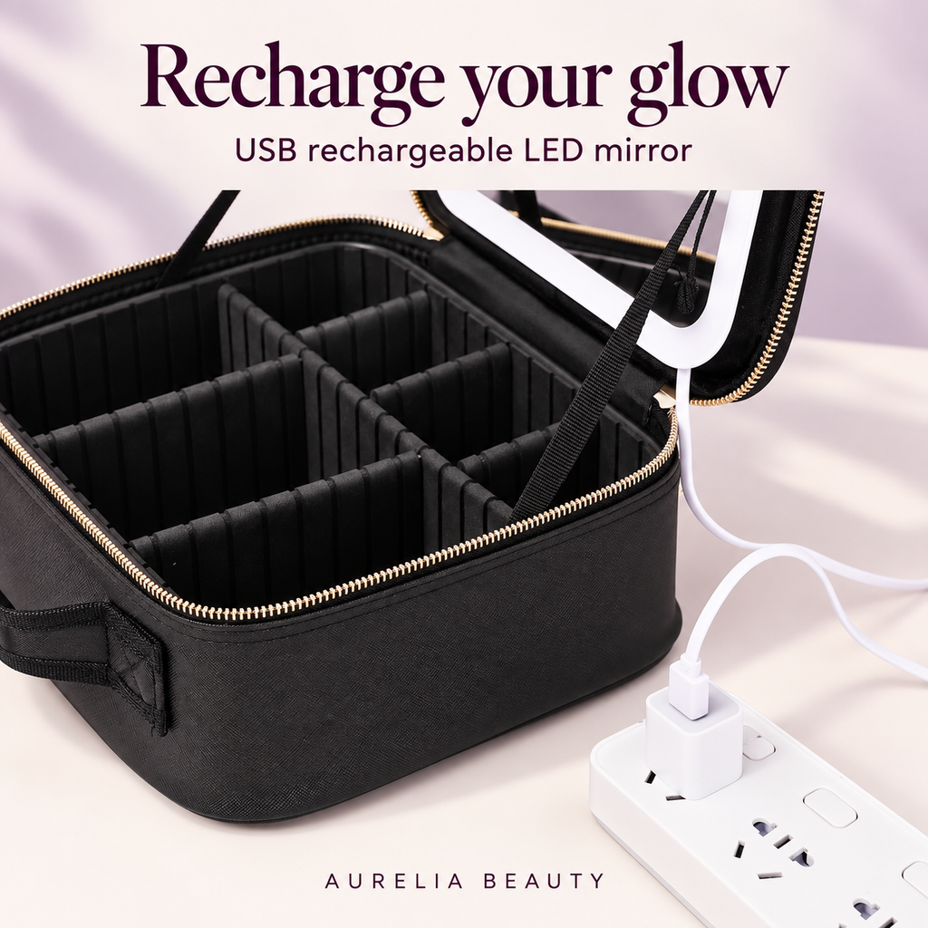 Aurelia GlowVoyage — LED Makeup Case with Lighted Mirror